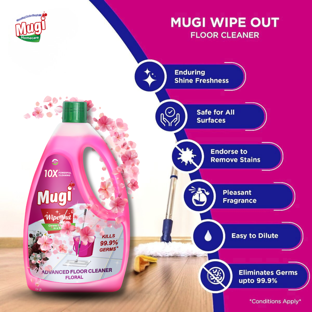 Mugi Wipeout Floor Cleaner Floral 1L