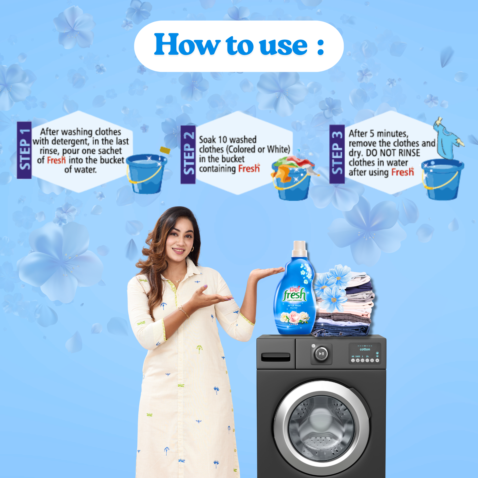 Mugi Fresh Blue Bell Fabric Conditioner - 800ml