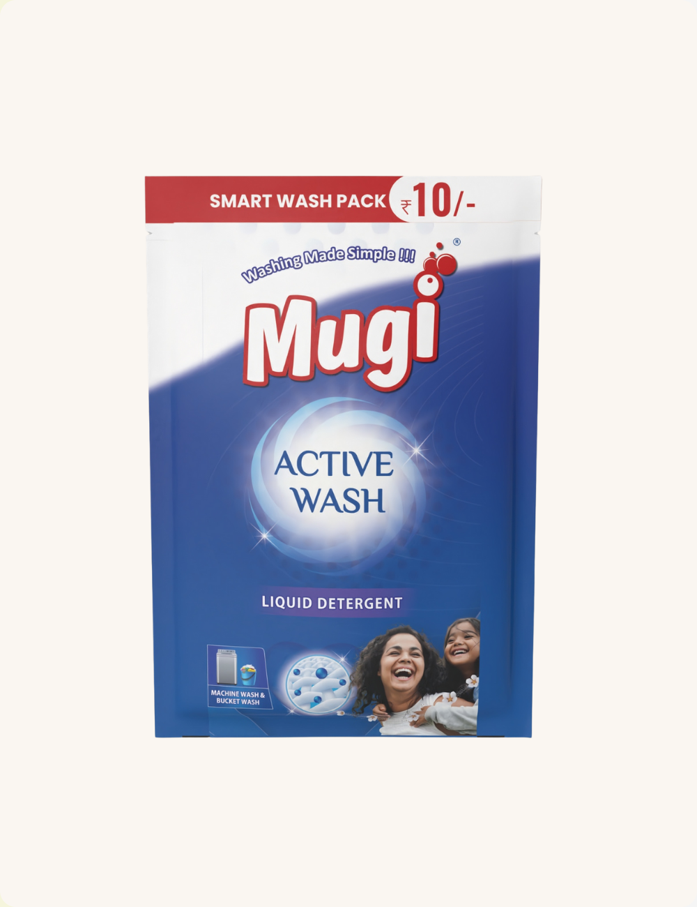 Mugi Active Wash Liquid Detergent - 80ml Pouch 40 Pices