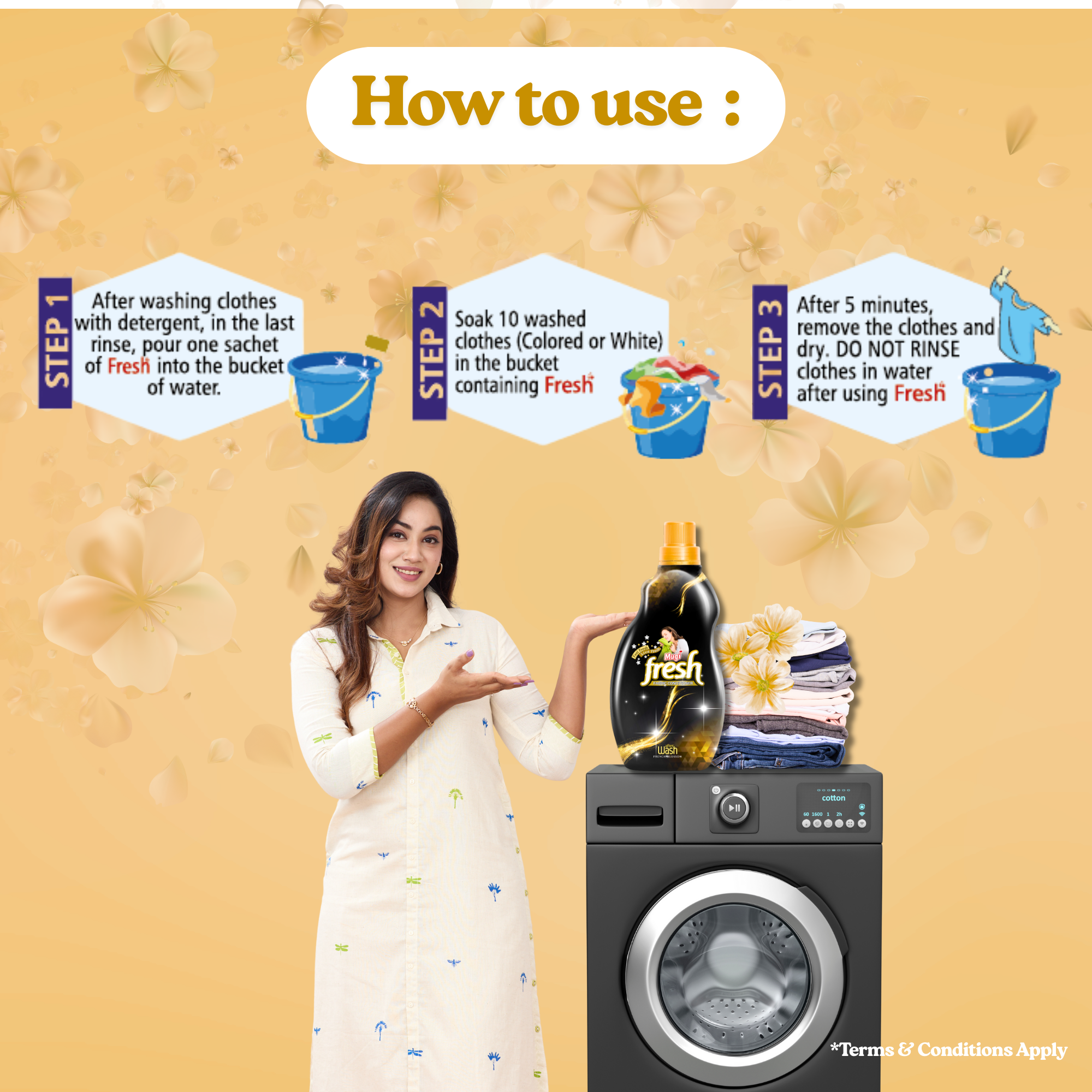 Mugi Fresh French Blossom Fabric Conditioner - 800ml