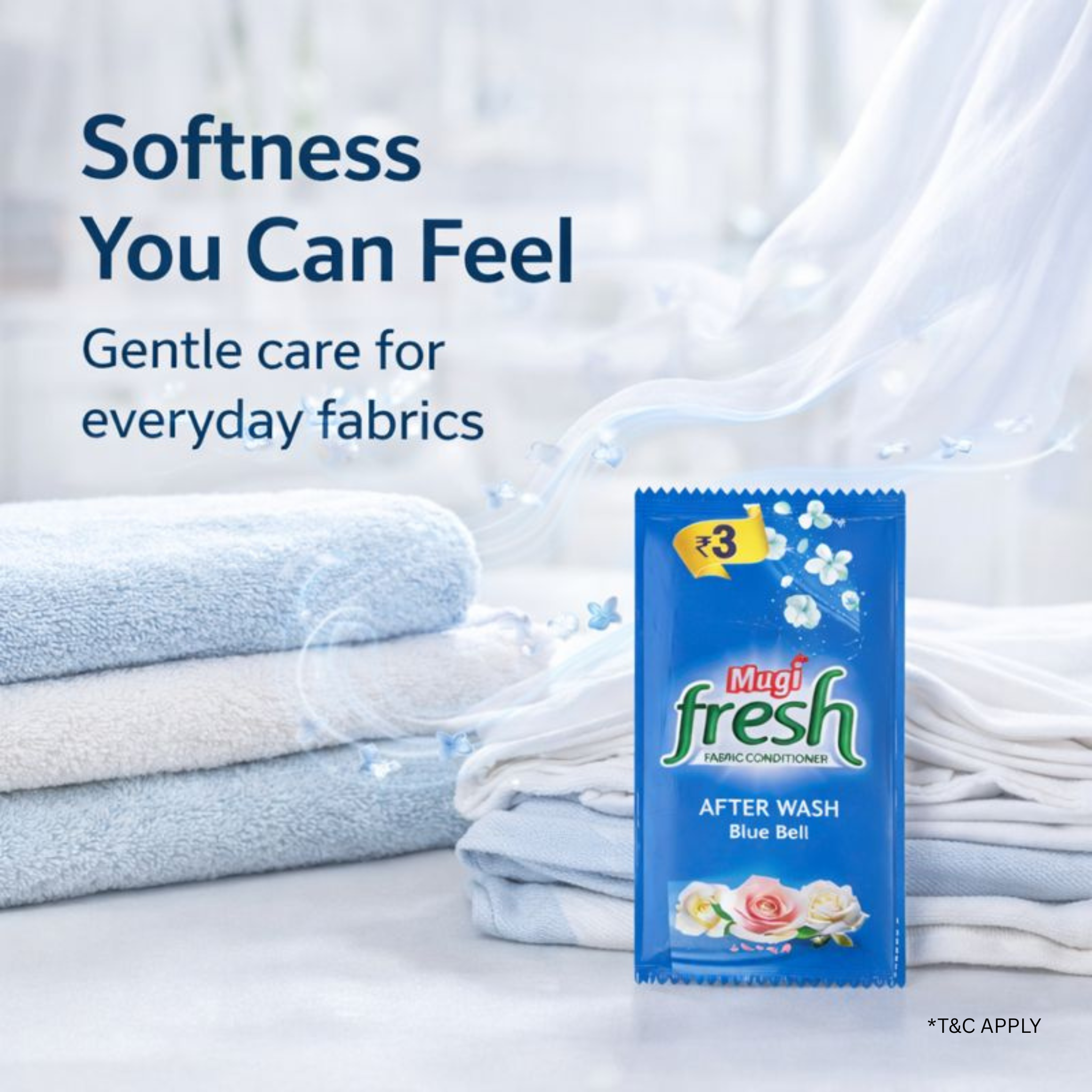 Mugi Fresh Blue Bell Fabric Conditioner Pack of 40 Sachets