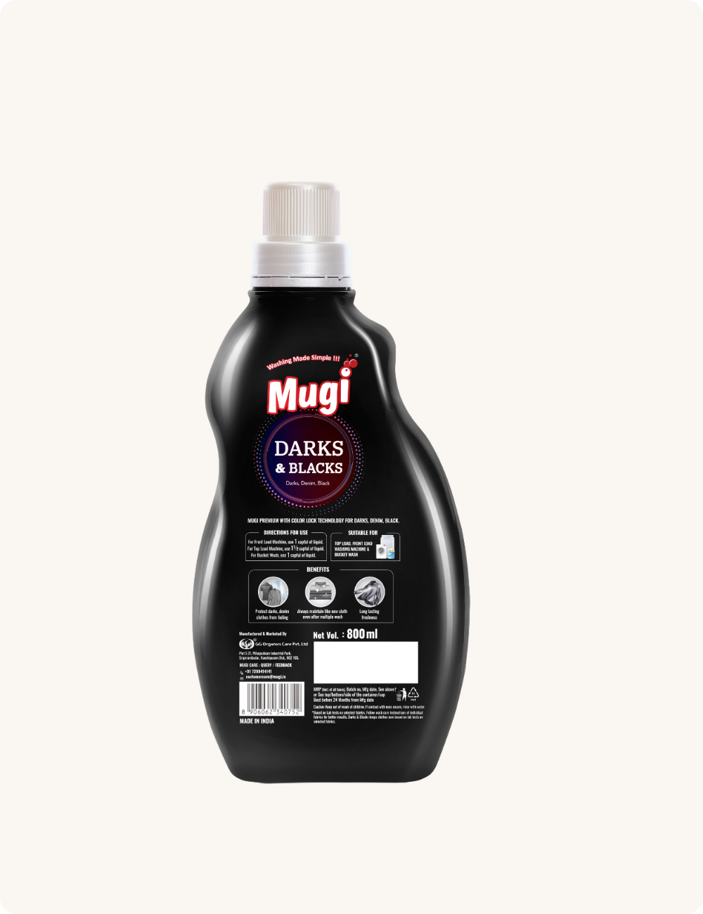 Mugi Darks & Blacks Liquid Detergent - 800ml