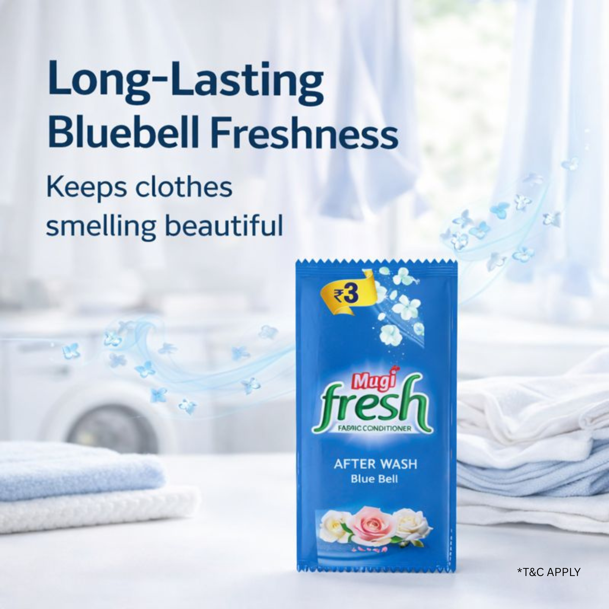 Mugi Fresh Blue Bell Fabric Conditioner Pack of 40 Sachets