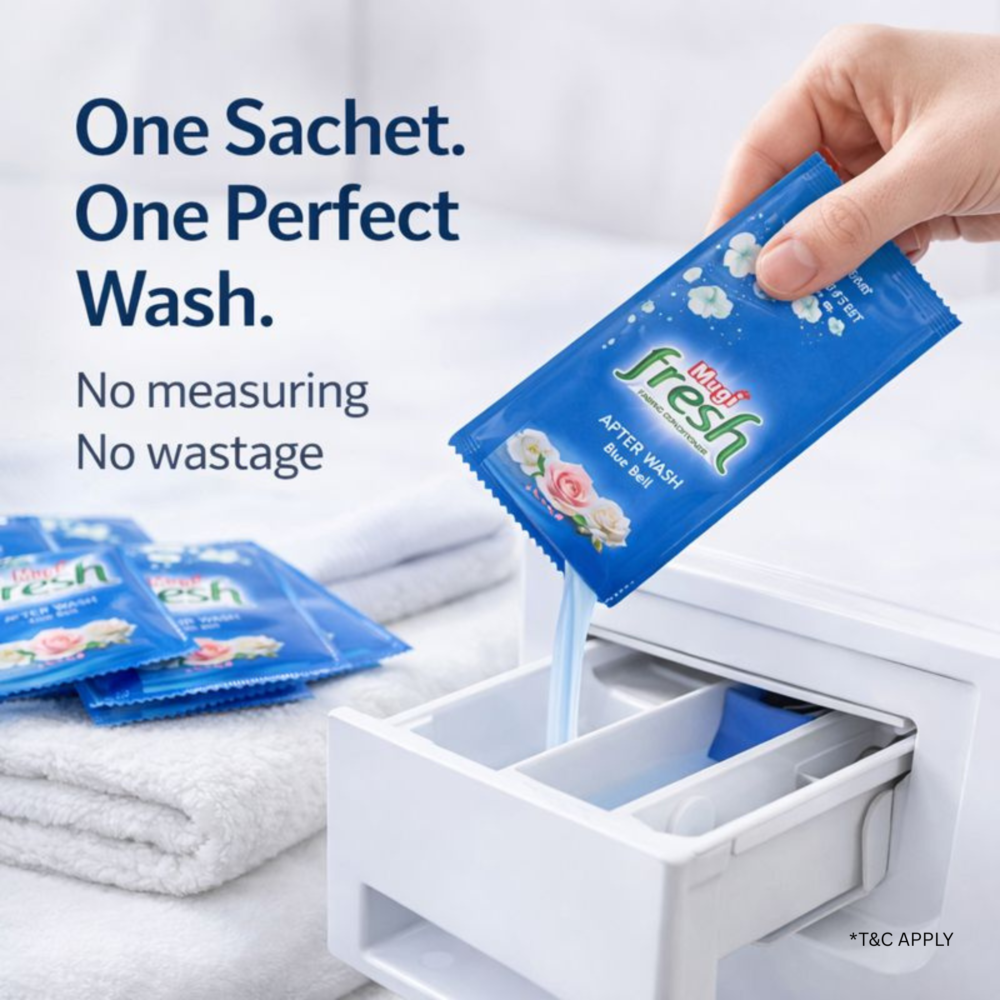 Mugi Fresh Blue Bell Fabric Conditioner Pack of 40 Sachets