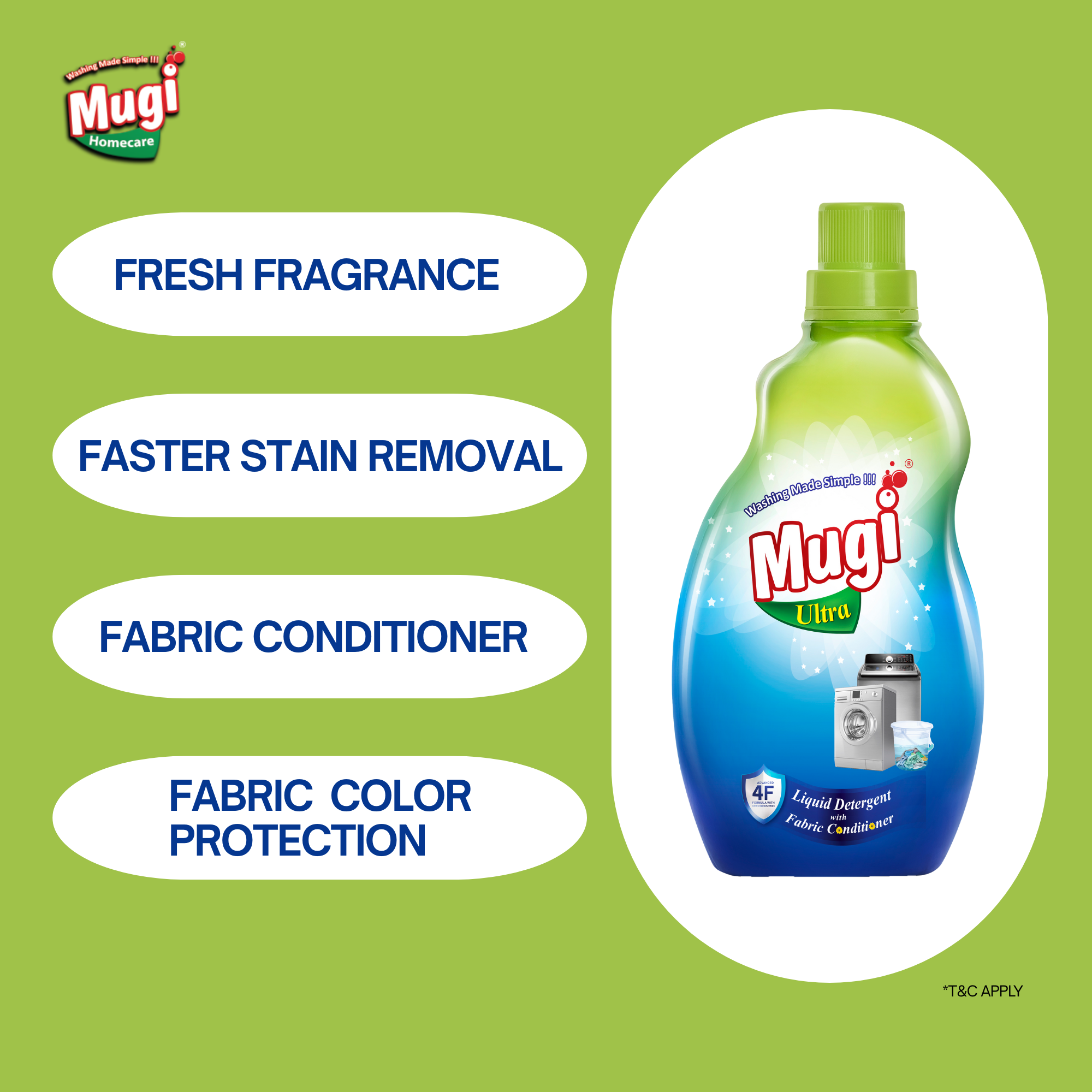 Mugi Ultra Premium Liquid Detergent 1000ml (1+1)