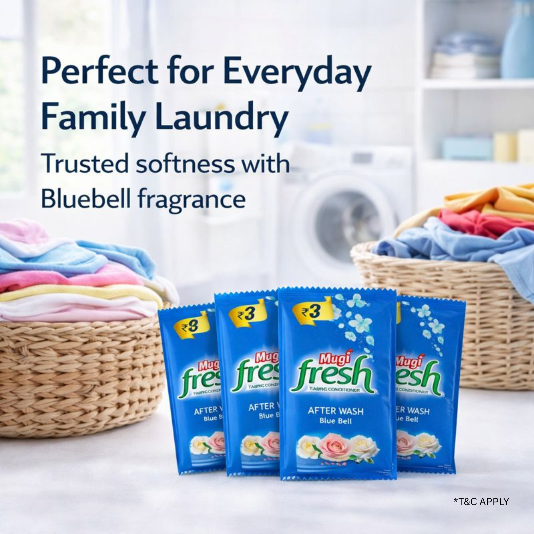 Mugi Fresh Blue Bell Fabric Conditioner Pack of 40 Sachets