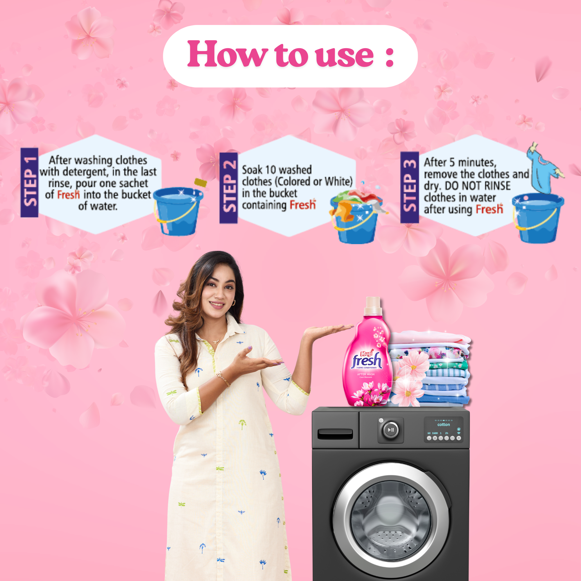 Mugi Fresh Cool Blossom Fabric Conditioner - 800ml