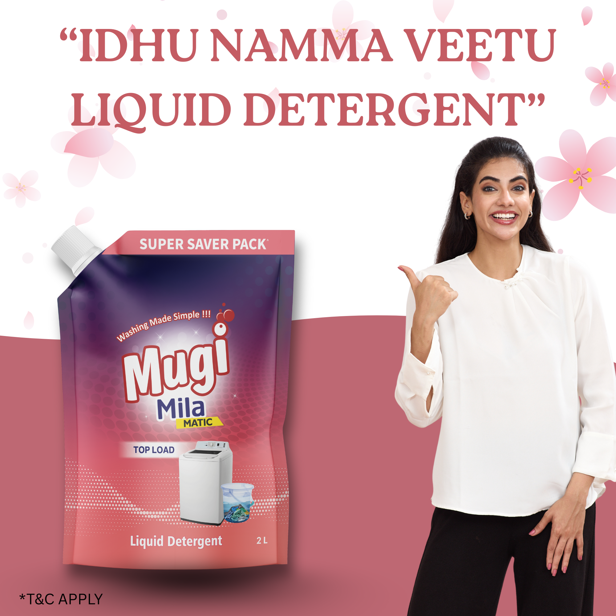Mugi Mila Top Load Liquid Detergent – Buy 2000ml Pouch (Pack of 2)