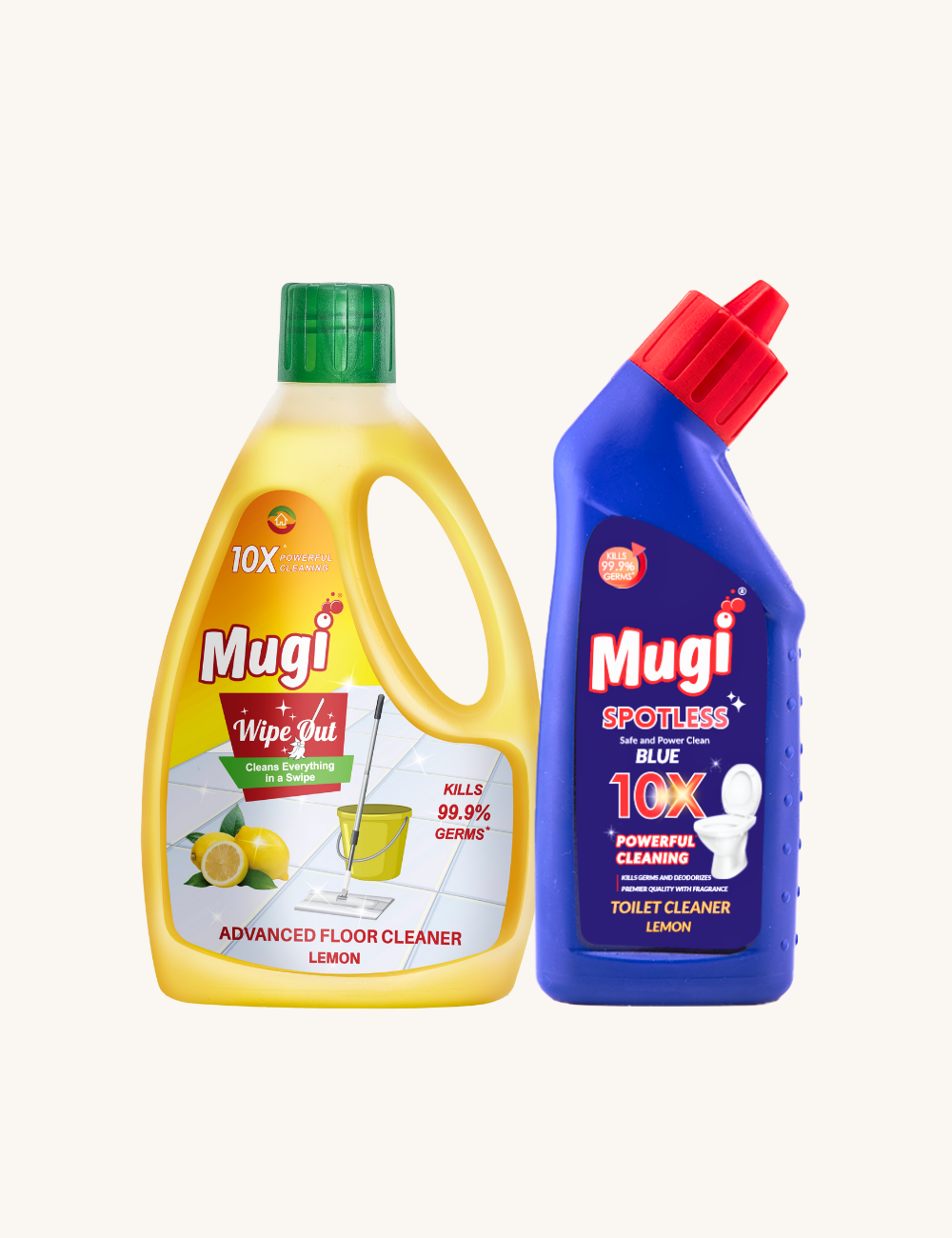 Mugi Wipeout Floor Cleaner + Spotless Toilet Cleaner Combo 500ml