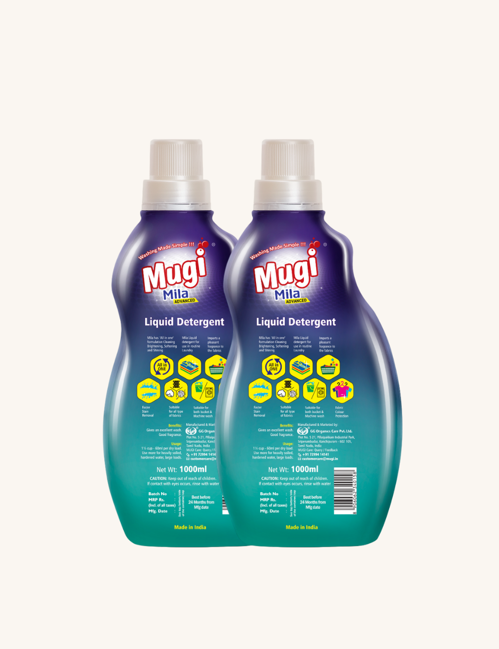 Mugi Mila Front Load 1000ml Buy 1 Get 1 Free
