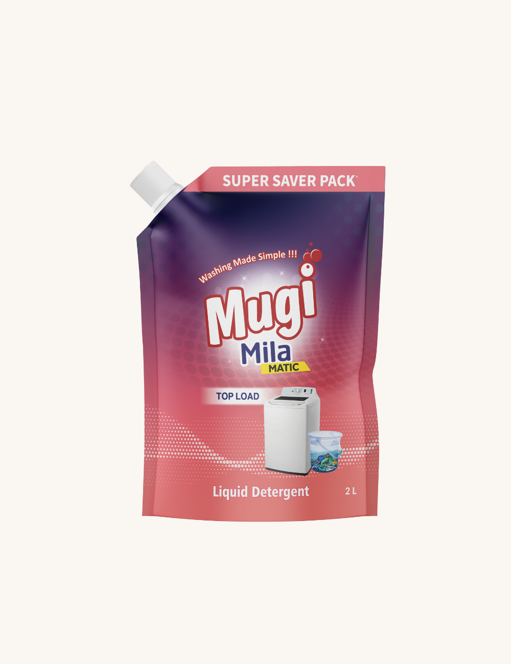 Mugi Mila Top Load Liquid Detergent 2000ml Pouch